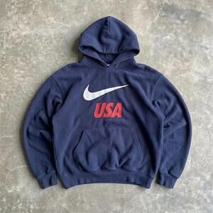 Nike USA Hoodie Big Swoosh Navy Pullover Sweatshirt